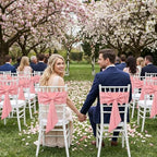 10 Pcs Pink Chair Sashes, 13.7 ×15 inch Pink Bows Chair Bows Sashes Elastic - Image 7
