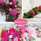 100 Pcs Fuchsia Hydrangea Artificial Flowers Bulk, Fake Silk Hydrangea Flowers Heads with Stems for Wedding Decorations Garden Party Baby Shower Porch Home Decor Table Centerpieces - Image 5