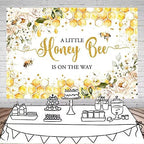 Mocsicka Bee Baby Shower Backdrop - Honey Bee Theme Party Decorations Background - Floral Sweet Honeycomb Bumblebee Decor - Cake Table Portrait Photoshoot Studio Props (10x8ft) - Image 2