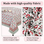 Ridhi Apple Red and Green Hand Block Print Cotton Rectangle Tablecloth 60x102 inch Reusable Table Cover Decorative Everyday Use for Dining Room, Farmhouse, Home Gift for Spring, Summer - Image 6