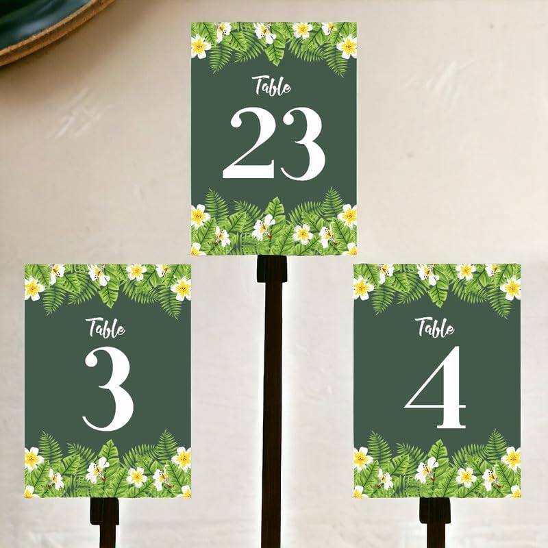 Tropical Flower Wedding Table Number Cardss 1-100 Double Sided For Reception Event Party Baby Shower Birthday 4x6 - Image 3