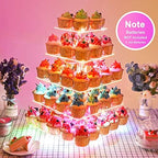 YestBuy Cupcake Stand – 5 Tier Premium Cupcake Holder – Acrylic Cupcake Tower Display – Cady Bar Party Décor – Acrylic Display for Pastry + LED Light String – Ideal for Weddings, Birthday (Colorful) - Image 6