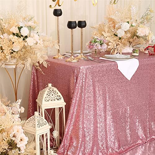 SquarePie Sequin Tablecloth 60x120 Inch Fuchsia Pink for Wedding Party - Image 5