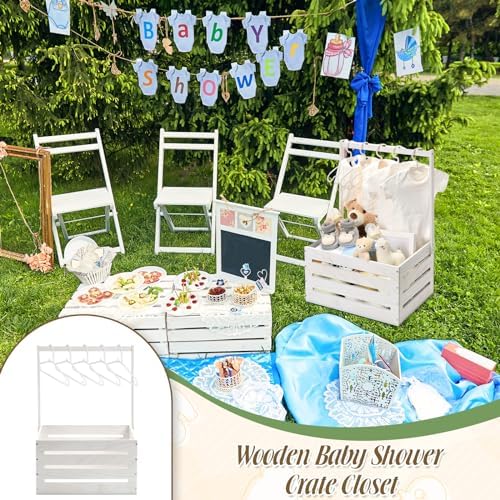 Suzile Baby Shower Crate Wooden Closet Baby Basket Gift,White - Image 6