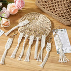 Ecation 36 Sets Boho Baby Shower Favors for Guests Macrame Keychains with Eucalyptus Leaf Thank You Cards Bulk Crochet Tassel Key Rings Bohemian Baby in Bloom Party Favor for Return Gift Souvenir - Image 4