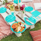 durony 350 Pieces Teal Blue Party Supplies Teal Blue Dinnerware Set Paper Plates Cup Napkins Serve 50 Guests for Birthday Wedding Baby Shower Party Family Picnic - Image 5
