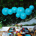 Quasimoon PaperLanternStore.com Ultimate 20-Piece Turquoise Paper Lantern Party Pack - Assorted Sizes of 6, 8, 10, 12 Inch (5 Round Lanterns Each) for Weddings, Birthday, Events and Decor - Image 4