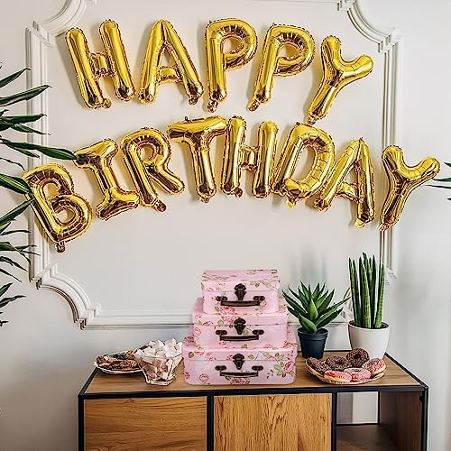 HOMSFOU Paperboard Suitcase Box Set of 3 Floral Print Decorative Storage Boxes with Handles Cardboard Gift Box for Flower Storage Wedding Birthday Baby Shower Party - Image 5