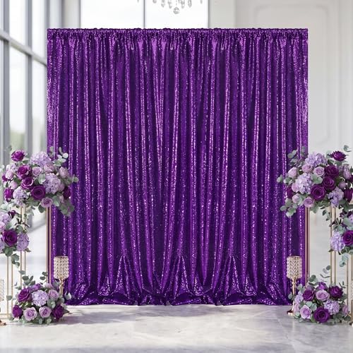 Purple Glitter Sequin Backdrop Curtains 6ftx8ft Photo Drapes - Image 4
