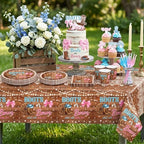 Boots Or Bows Gender Reveal Decorations, 313pcs Western Gender Reveal Decorations Plates and Napkins Cups Banner Backdrop Tablecloth Cake Topper Balloon for Boots Or Bows Gender Reveal Party Supplies - Image 3