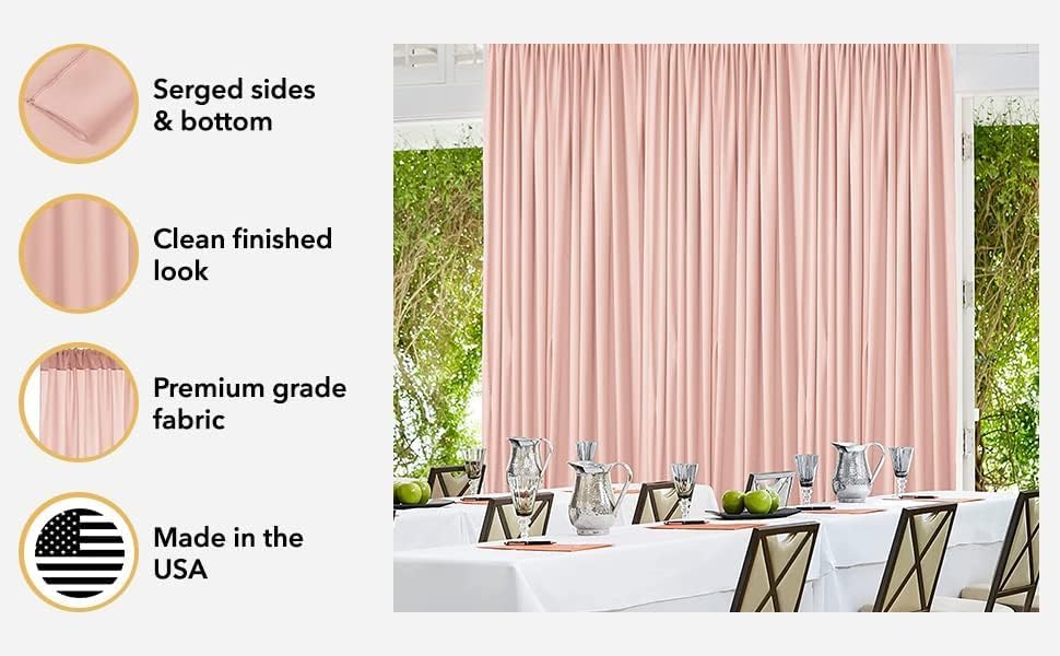AK TRADING CO. 10 feet x 8 feet Polyester Backdrop Drapes Curtains Panels with Rod Pockets - Wedding Ceremony Party Home Window Decorations - Light Green, 2 Pack - Image 5