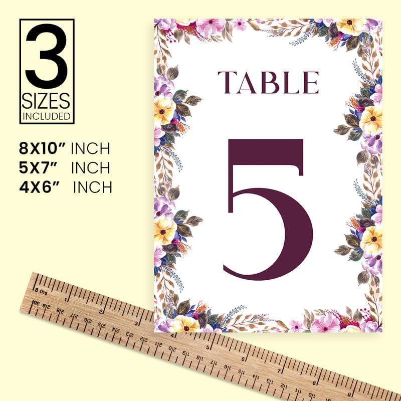 Floral Design Table Number Cards Double Sided Party Table Numbers for Reception Baby Shower Anniversary Birthday Bridal Party 4x6 100 Pcs - Image 4