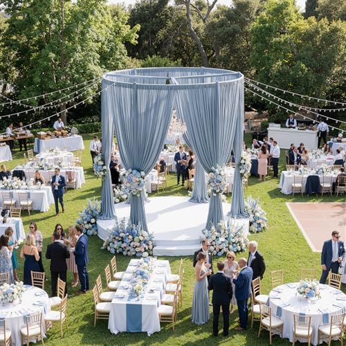 30ftx15ft Dusty Blue Backdrop Curtains for Parties, Wrinkle Free Polyester Photo Backdrop Drapes 6 Panels 15 ft Long Back Drop Cloth Drapery for Wedding Birthday Photography Background Party - Image 5