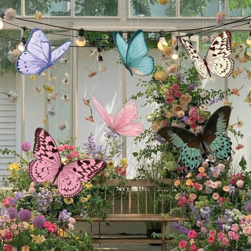 30 Pcs Large Butterfly Party Decoration 3D Vintage Hanging - Image 2