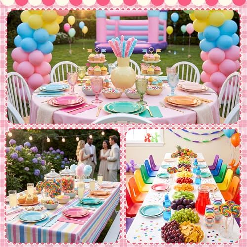 Zhehao 150 Pcs Candy Color Paper Plates Napkins Serves 50 - Image 6