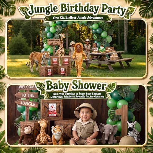 Jetec 151 Pcs Jungle Safari Party Decoration with Balloon Arch Kit and Box - Image 6