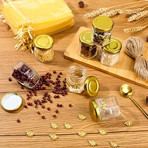 Nuogo 100 Set 1.5 oz Mini Hexagon Glass Honey Jars with Lids Bulk - Image 5