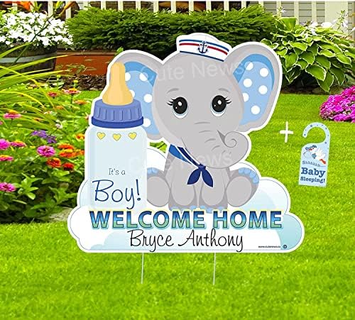 It's a Boy Yard Sign, Personalized Elephant Decor, Welcome Home - Image 3