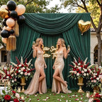 20FT x 10F Blackish Green Backdrop Curtain for Parties, Polyester Curtain Backdrop with Rod Pockets,Photography Photo Booth Backdrop for Wedding,Film Sets,Formal Occasions, Birthday Decoration - Image 5