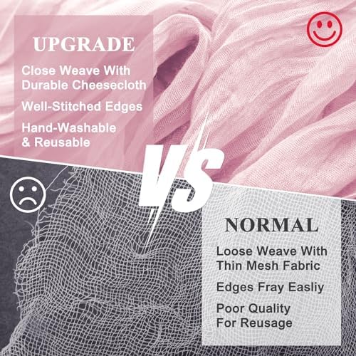 Wokceer Cheesecloth Table Runner Blush Pink 10FT Boho Gauze Runner, 12 Pack - Image 4