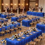 6 Packs Royal Blue Satin Tablecloths Rectangle 8FT, Glitter Spandex Fitted Stretch Table Covers Wrinkle-Free Floor Length Shimmer Table Skirt for Weddings Parties Baby Shower Banquets Vendor Events - Image 7