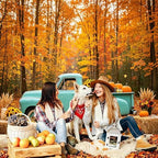 Fall Forest Backdrop Fall Vintage Blue Truck with Pumpkin Backdrop 9x6FT - Image 5