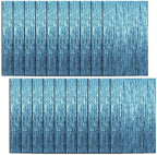 20 Pack Foil Curtain Backdrop Blue Metallic Tinsel Foil Fringe Curtains Photo Booth Props for Birthday Wedding Engagement Baby Shower Bachelorette Christmas Holiday Celebration Party Decorations by KEJ