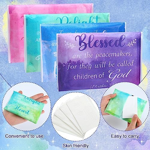 PerKoop 100 Pack Pocket Tissues Travel Slim Packs Small Facial Tissues Wallet Size Toilet Paper for Travel Guest Wedding Supplies, 4 Styles(Inspirational Watercolor) - Image 3