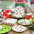 Hsei 250 Pcs Christmas Green Disposable Plate Napkin Tableware Set - Image 3