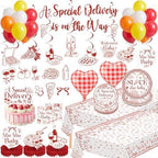132 Pcs Special Delivery Pizza Baby Shower Decorations Set Slice Slice Baby Shower Decorations Italian Pizza Gender Neutral Tableware Set Serves 25 Guests for Pizzeria Newborn Welcome by Anglechic
