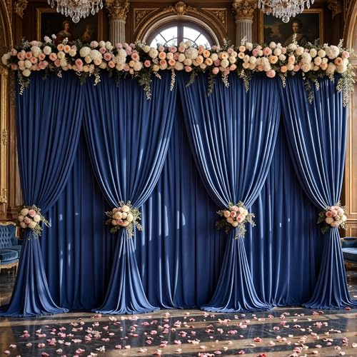 50x10ft Navy Blue Backdrop Curtain Panels for Parties - Wrinkle Free Polyester Photo Curtain Backdrop Wedding Back Drop Fabric Drapes for Party Decorations Background for Photography - Image 2