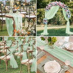12 Pack Sage Green Table Runner 10ft Romantic Chiffon Table Runner for Wedding Baby Shower and Birthday Party Cake Table Decorations(120 x 12 in) - Image 6