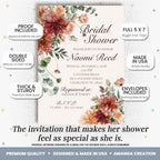 Amanda Creation Fall Bridal Shower Invitations Personalized for Her, 50 5x7 Bridal Shower Invitations with Envelopes, Rustic Burgundy Floral - Image 2