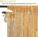 Gold Sequin Backdrop Curtain Drapes - Glitter Gold Curtains 6 Pieces 2x8ft - Image 3