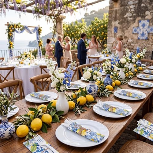 400 Pcs Capri Lemon Party Supplies for 100 Guests Disposable Set - Image 5