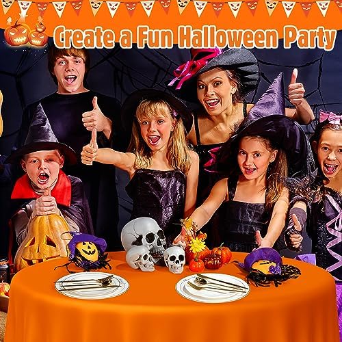 Buryeah 12 Pcs Black and Orange Round Plastic Tablecloths 84 Inch - Image 6