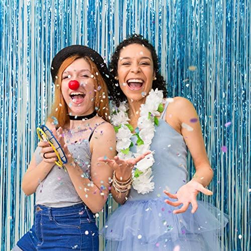 20 Pack Foil Curtain Backdrop Blue Metallic Tinsel Foil Fringe Curtains Photo Booth Props for Birthday Wedding Engagement Baby Shower Bachelorette Christmas Holiday Celebration Party Decorations - Image 4