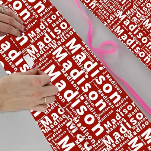 AOFUN Personalized Name Heart Funny Christmas Wrapping Paper Wrapping Paper One Roll Custom Wrapping Paper With Name Text Personalized Name Heart 5 Rolls 58" x 23" - Image 4