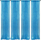 Poise3EHome Turquoise Sequin Backdrop Curtains,4 Panels 2FTx8FT Glitter Background for Party Birthday Party Baby Shower Wedding Christmas Thanksgiving Halloween Holiday Festival Decor by Poise3EHome
