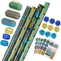 WRAPAHOLIC Peacock Christmas Wrapping Paper Set - Green Peacock Elements Patterns with Metallic Foil Shine Wrapping Paper Bundle with Gift Bow & Ribbon & Tag & Sticker by WRAPAHOLIC