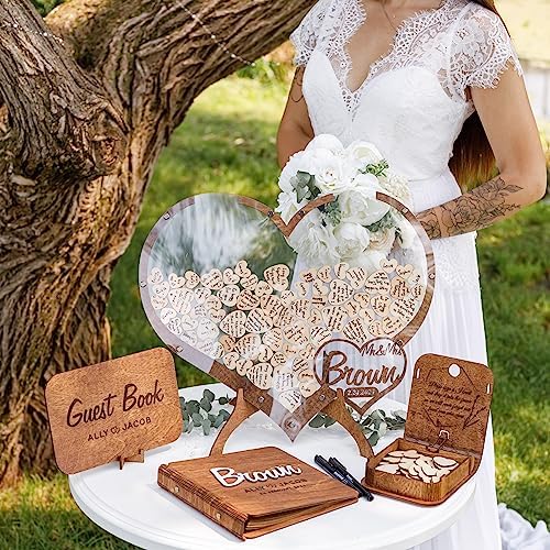 2B1WEDDING Rustic Wedding Guest Book Alternative with Wooden Hearts - Image 4