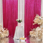 Eternal Beauty Hot Pink Sequin Backdrop Curtains, 4 Panels 2x8FT - Image 4