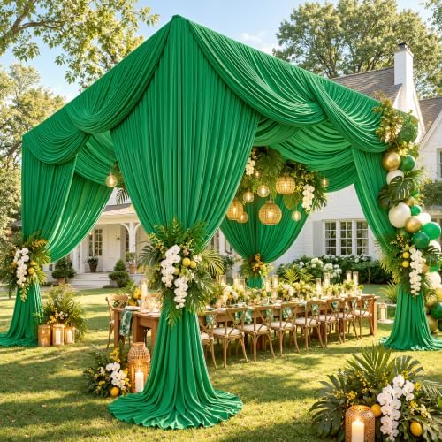 4 Panels 5ft(W) x 20ft(L) Green Ceiling Drapes for Wedding Parties - Image 5