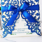 Hosmsua 50PCS Laser Cut Wedding Invitation Cards with Bowknot and Envelopes 5.12 x 7.3''Lace Rose invitation for Sweet 16 Bridal Shower Wedding Invite (Royal Blue Glitter) - Image 6