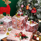 WRAPAHOLIC 30 Inch Christmas Wrapping Paper Roll - Jumbo Roll Rose Gold Santa, Snowflakes and Reindeer Holiday Collection with Metallic Foil Shine - 4 Rolls - 30 Inch x 120 Inch Per Roll - Image 5