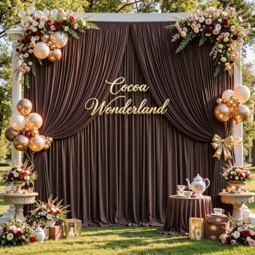 20ft x 10ft Brown Backdrop Curtains, Brown Drapes for Backdrop Fabric by HBBMAGIC
