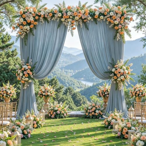 20x10ft Dusty Blue Backdrop Curtains for Wedding Parties Wrinkle Free Blue Curtains Photo Backdrop Drapes for Photography Birthday Baby Shower Soft Fabric Party Backgournd for Photoshoot - Image 5