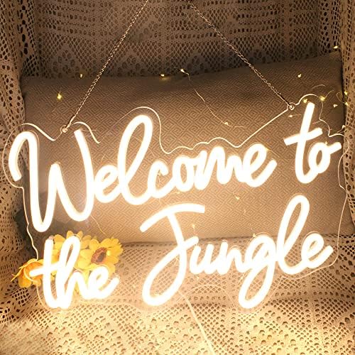 Welcome to the Jungle LED Neon Signs Warm White Neon Lights for Wall Decor USB Light Up Sign For Garden Home Porch store Christmas Living Room Bar Decoration(16.5 * 11Inch) - Image 2