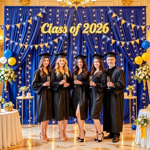 20x10ft Royal Blue Backdrop Curtains with Lights Photo Drapes Wrinkle Free Fabric Backdrop Curtain for Wedding Birthday Party Baby Shower Bridal Shower Home Party Background Decorations - Image 4