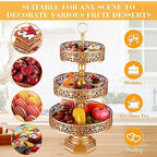 Dandat 2 Pcs Cupcake 3 Tiered Metal Dessert Stand Round Cupcake Tower Cake Holder Stand Tiered Serving Tray for Wedding Baby Shower Birthday Tea Party Table Decor(Gold) - Image 5